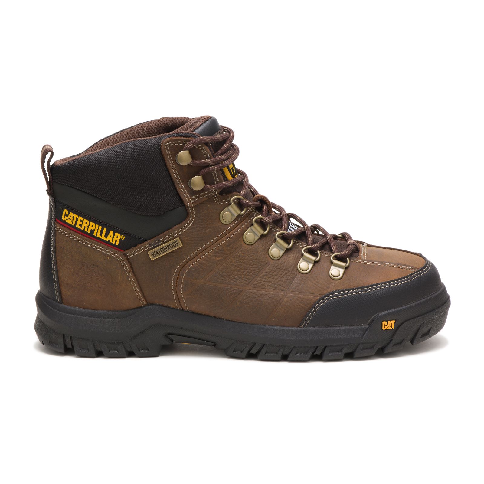 Caterpillar Men's Threshold Waterproof Steel Toe Work Boots Brown CAT-37456